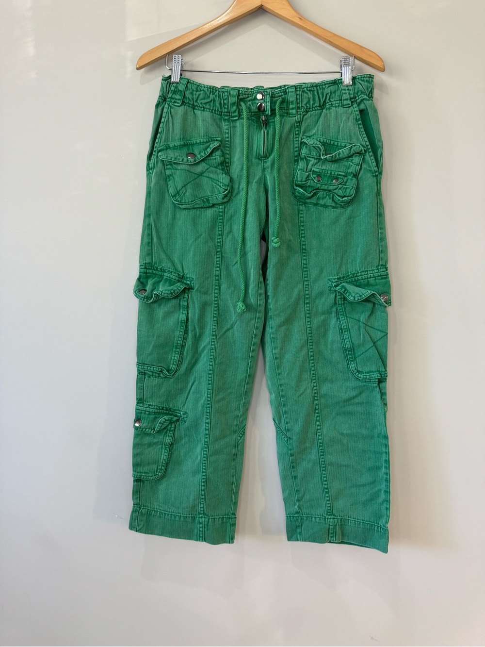 Free People Tahiti Green low Rise Wide Leg Cargo Pocket Pants Size XS - Picture 2 of 14